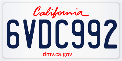 CA license plate 6VDC992