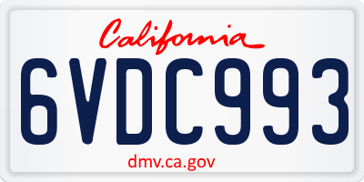 CA license plate 6VDC993