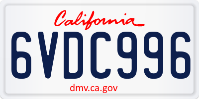 CA license plate 6VDC996