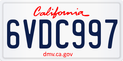 CA license plate 6VDC997
