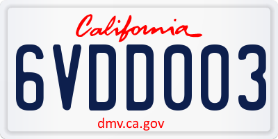 CA license plate 6VDD003