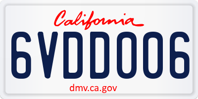 CA license plate 6VDD006