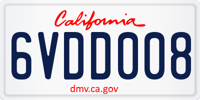 CA license plate 6VDD008
