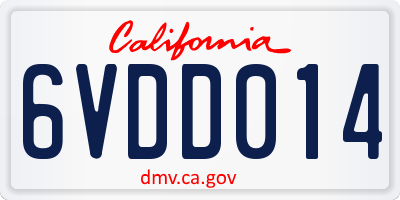 CA license plate 6VDD014