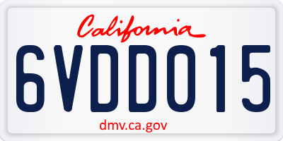 CA license plate 6VDD015