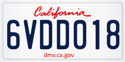 CA license plate 6VDD018