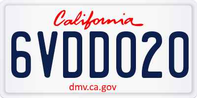 CA license plate 6VDD020