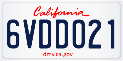 CA license plate 6VDD021