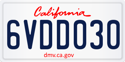 CA license plate 6VDD030