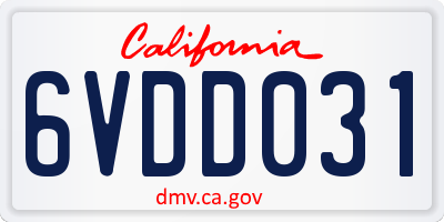 CA license plate 6VDD031