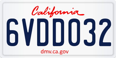 CA license plate 6VDD032