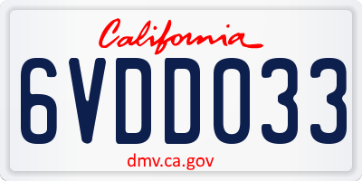 CA license plate 6VDD033