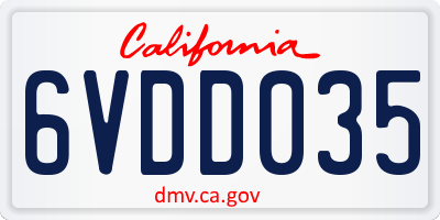 CA license plate 6VDD035