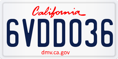 CA license plate 6VDD036