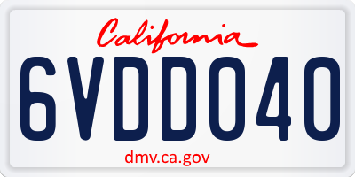 CA license plate 6VDD040