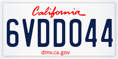 CA license plate 6VDD044