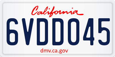 CA license plate 6VDD045