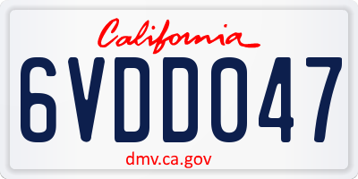 CA license plate 6VDD047