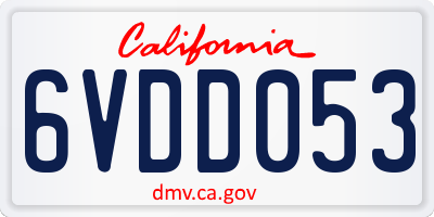 CA license plate 6VDD053