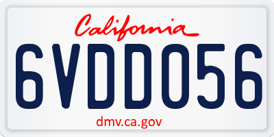 CA license plate 6VDD056
