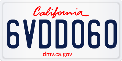 CA license plate 6VDD060