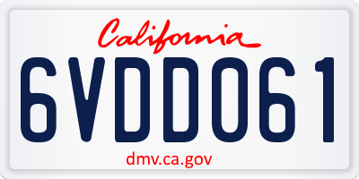 CA license plate 6VDD061