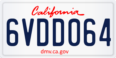 CA license plate 6VDD064