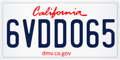 CA license plate 6VDD065