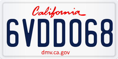 CA license plate 6VDD068