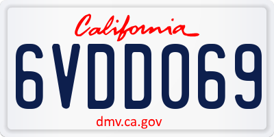 CA license plate 6VDD069