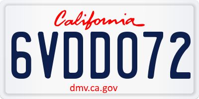 CA license plate 6VDD072