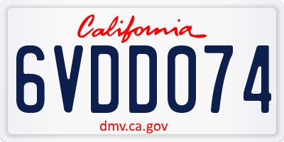 CA license plate 6VDD074