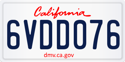 CA license plate 6VDD076