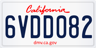 CA license plate 6VDD082