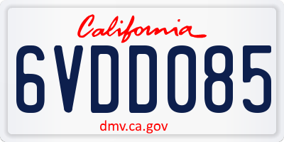 CA license plate 6VDD085