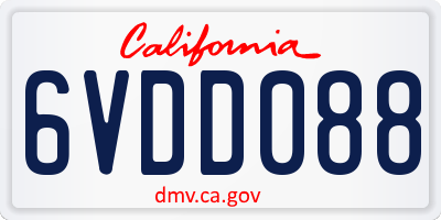 CA license plate 6VDD088