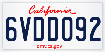 CA license plate 6VDD092