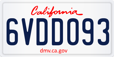 CA license plate 6VDD093
