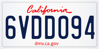 CA license plate 6VDD094