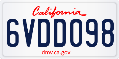 CA license plate 6VDD098