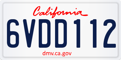 CA license plate 6VDD112