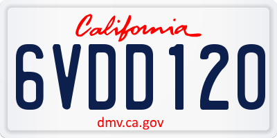 CA license plate 6VDD120