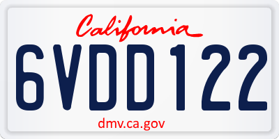 CA license plate 6VDD122