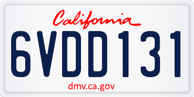 CA license plate 6VDD131
