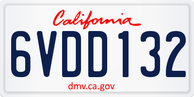 CA license plate 6VDD132