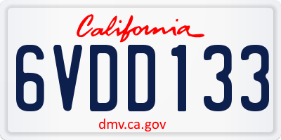 CA license plate 6VDD133