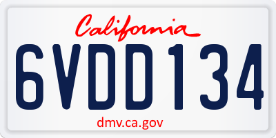 CA license plate 6VDD134