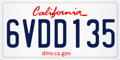 CA license plate 6VDD135