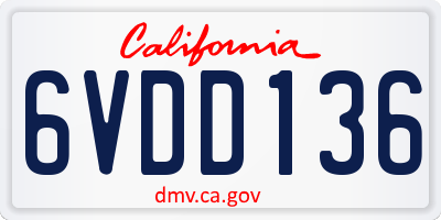CA license plate 6VDD136