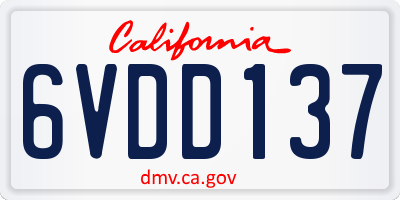 CA license plate 6VDD137
